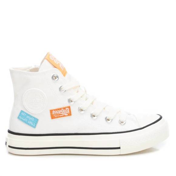 NEW XTI women's canvas high-top sneakers in white - Picture 1 of 1